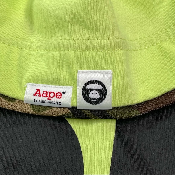 Bape Aape Mens Short Sleeve Hoodie Shirt Green Size Small - Picture 8 of 8